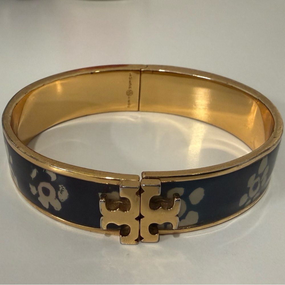Tory Burch Gold and Black Enamel Bangle (Original) Vintage